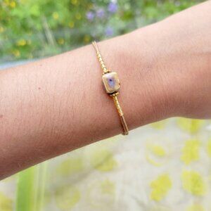Handmade Dainty Tan Adjustable Bead Bracelet